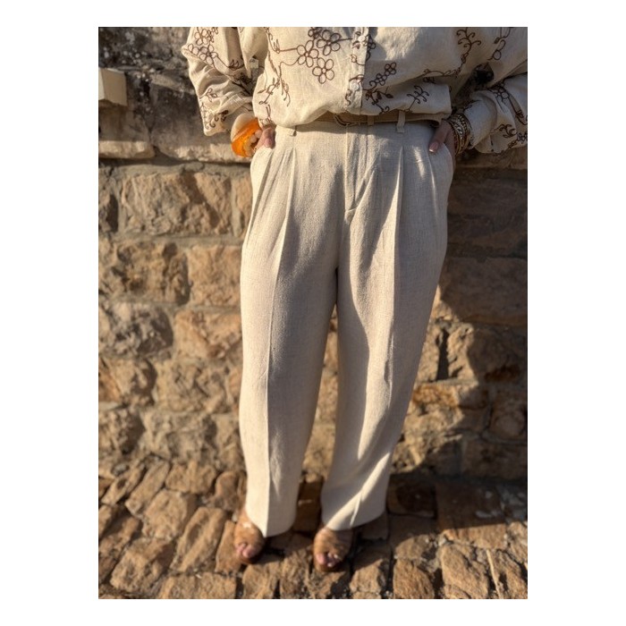 Pantalon large en lin femme – Melle Jeanne | Élégance naturelle été
