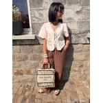 Pantalon Fluide Femme en Crêpe Marron – Élégant et Confortable