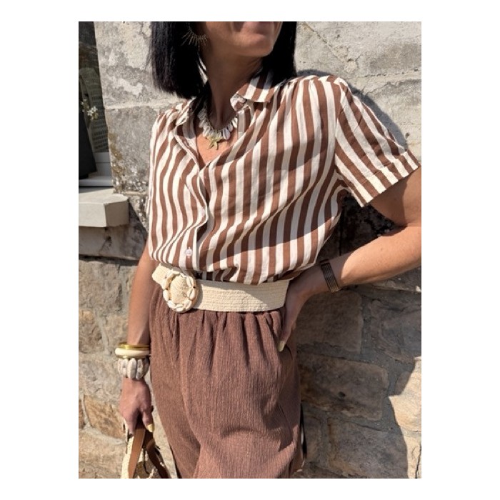 Chemise rayée marron "Dolce Sole" – Style estival chic | Collection Le Soleil