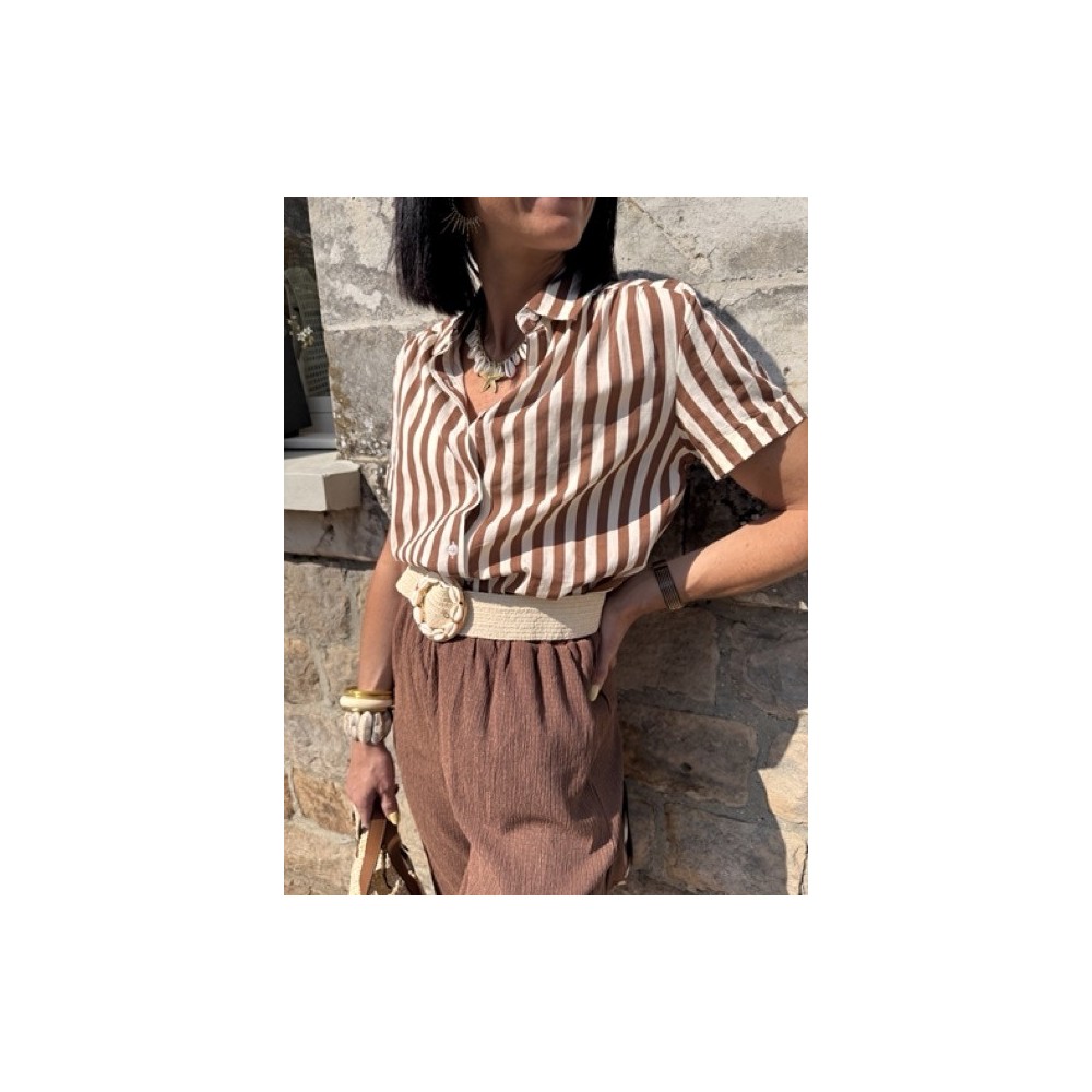 Chemise rayée marron "Dolce Sole" – Style estival chic | Collection Le Soleil