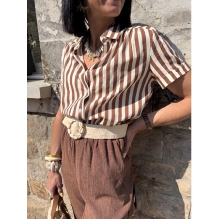 Chemise rayée marron "Dolce Sole" – Style estival chic | Collection Le Soleil
