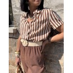 Chemise rayée marron "Dolce Sole" – Style estival chic | Collection Le Soleil