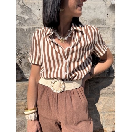 Chemise rayée marron "Dolce Sole" – Style estival chic | Collection Le Soleil
