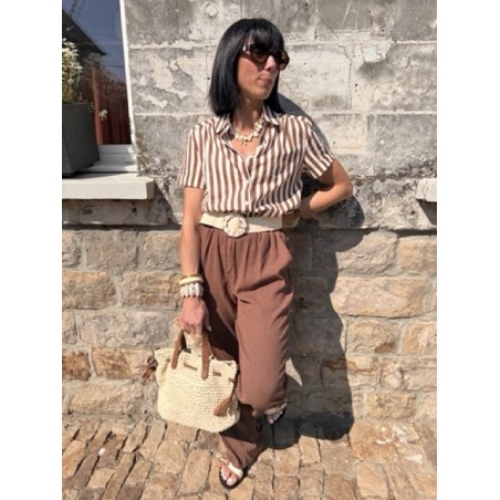 Chemise rayée marron "Dolce Sole" – Style estival chic | Collection Le Soleil