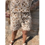Short en crochet écru doublé marron et écru | Collection Le Soleil – Melle Jeanne