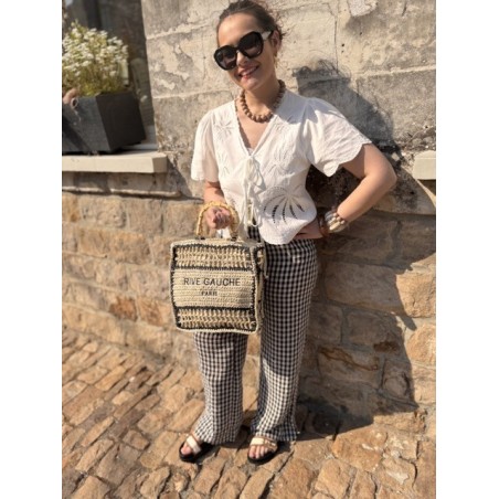 Pantalon vichy fluide à taille élastique – Marron ou noir | Melle Jeanne