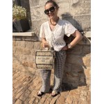 Pantalon vichy fluide à taille élastique – Marron ou noir | Melle Jeanne