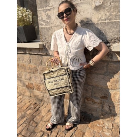 Pantalon vichy fluide à taille élastique – Marron ou noir | Melle Jeanne