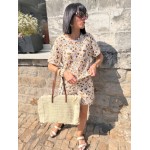 Sac panier en raphia avec franges – Anses camel & fermeture éclair | Look bohème chic | Collection Le Soleil