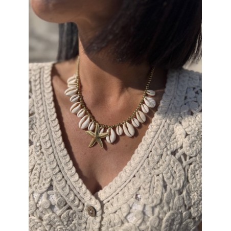 Collier doré coquillages & étoile de mer – Acier inoxydable | Bijou d’été bohème chic | Collection Le Soleil