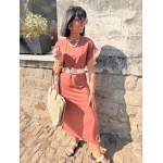 Robe longue terracotta coupe tee-shirt avec fentes – SM ou ML | Melle Jeanne