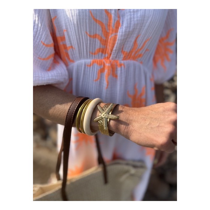 Jonc étoile de mer – Acier inoxydable doré | Bijou marin & estival | Collection Le Soleil