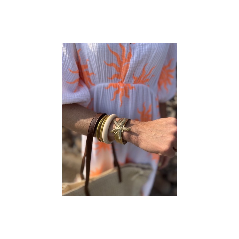 Jonc étoile de mer – Acier inoxydable doré | Bijou marin & estival | Collection Le Soleil