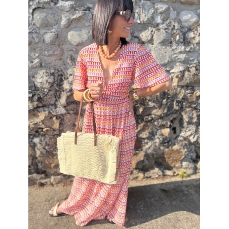 Robe longue dos nu multicolore – Décolleté féminin | Été bohème – Melle Jeanne