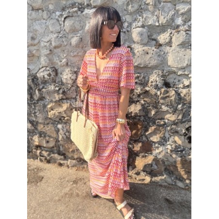 Robe longue dos nu multicolore – Décolleté féminin | Été bohème – Melle Jeanne