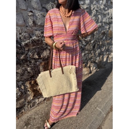 Robe longue dos nu multicolore – Décolleté féminin | Été bohème – Melle Jeanne