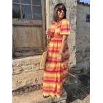 Robe longue dos nu multicolore – Décolleté féminin | Été bohème – Melle Jeanne