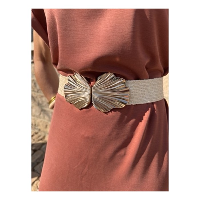 Ceinture élastique coquillage écru ou doré - accessoire - accessoire pour robe