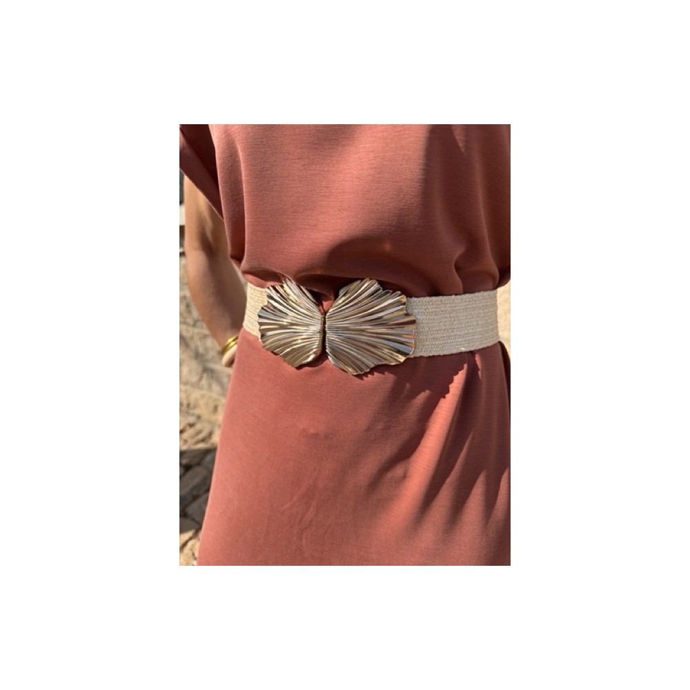 Ceinture élastique coquillage écru ou doré - accessoire - accessoire pour robe