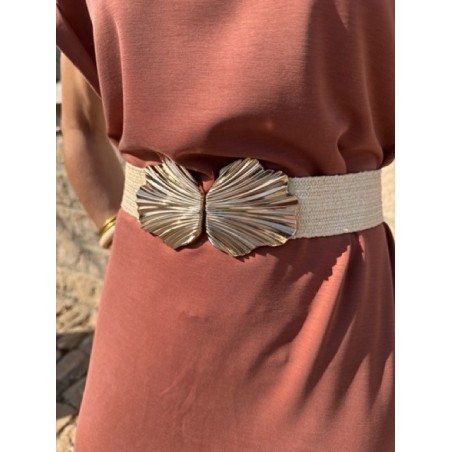 Ceinture élastique coquillage écru ou doré - accessoire - accessoire pour robe