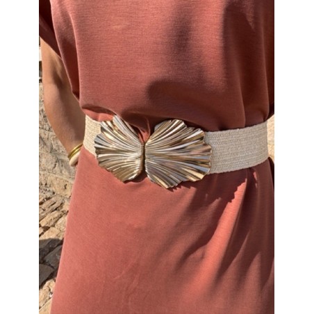 Ceinture élastique coquillage écru ou doré - accessoire - accessoire pour robe