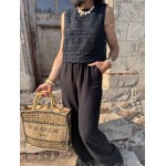 Combinaison noire ou rouge – Dentelle & pantalon fluide – Dos croisé | Melle Jeanne