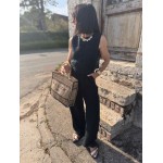 Combinaison noire ou rouge – Dentelle & pantalon fluide – Dos croisé | Melle Jeanne