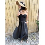 Robe bustier noire – Crochet & jupe fluide – Tailles S M L | Melle Jeanne Collection Le Soleil