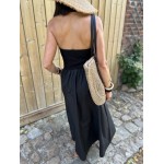 Robe bustier noire – Crochet & jupe fluide – Tailles S M L | Melle Jeanne Collection Le Soleil