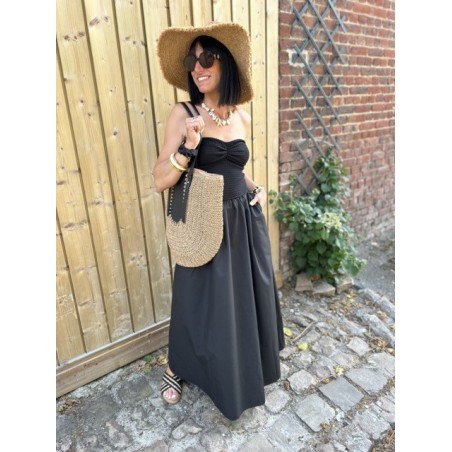 Chapeau féminin avec bandeau noir et détail soleil doré | Collection Le Soleil