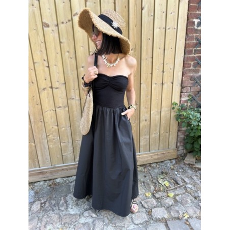 Chapeau féminin avec bandeau noir et détail soleil doré | Collection Le Soleil