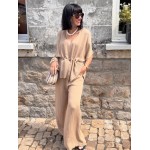 Pantalon fluide taille unique beige ou terracotta – Taille élastique | 36 à 42 | Collection Le Soleil