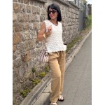 Top crochet blanc taille XS/S ou M/L – Détails soleils dorés | Collection Le Soleil