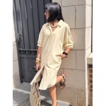 Robe chemise rayée jaune et blanc – Tailles S/M ou M/L | Collection Le Soleil