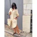 Robe chemise rayée jaune et blanc – Tailles S/M ou M/L | Collection Le Soleil