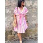 Robe courte taille unique multicolore – Effet cache-cœur & taille élastique | Collection Le Soleil