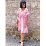 Robe courte taille unique multicolore – Effet cache-cœur & taille élastique | Collection Le Soleil