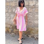 Robe courte taille unique multicolore – Effet cache-cœur & taille élastique | Collection Le Soleil