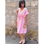 Robe courte taille unique multicolore – Effet cache-cœur & taille élastique | Collection Le Soleil