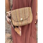 Petit sac en raphia multicolore – Bandoulière blanche ou marron | Accessoire estival bohème | Collection Le Soleil