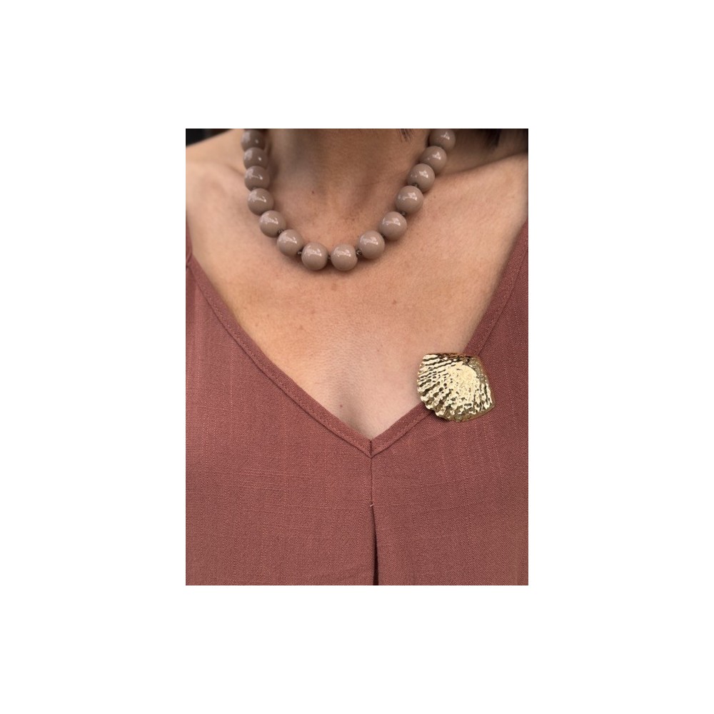 Broche coquillage en acier inoxydable – Accessoire élégant pour vêtements et cheveux | Collection Le Soleil