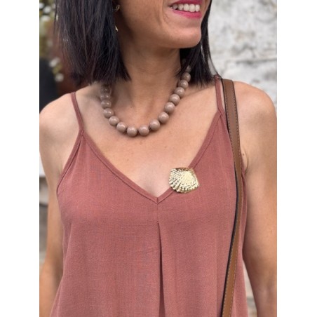Broche coquillage en acier inoxydable – Accessoire élégant pour vêtements et cheveux | Collection Le Soleil