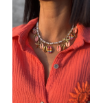 Collier doré et corail avec des coquillages & étoile de mer – Acier inoxydable | Bijou d’été bohème chic | Collection Le Soleil