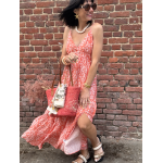 Robe corail fluide à bretelles réglables – Fente – S M L | Melle Jeanne Été 2025