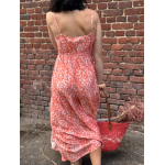 Robe corail fluide à bretelles réglables – Fente – S M L | Melle Jeanne Été 2025