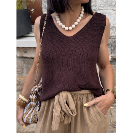 Top marron dos nu