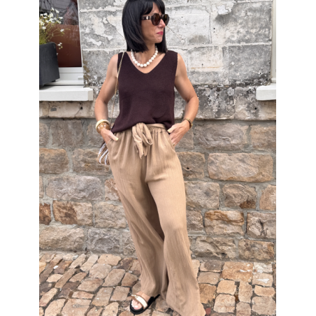 Top marron dos nu