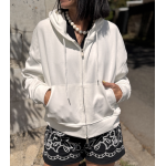 Veste sweat blanche à capuche brodée "Vintage" kaki – Taille unique | Melle Jeanne