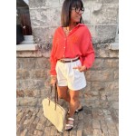 Chemise corail gaze de coton avec soleil brodé – Taille unique 36 à 42 | Melle Jeanne