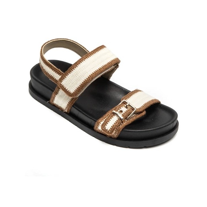 Sandales plates à scratch femme – Style tressé naturel | Du 36 au 41 | Melle Jeanne